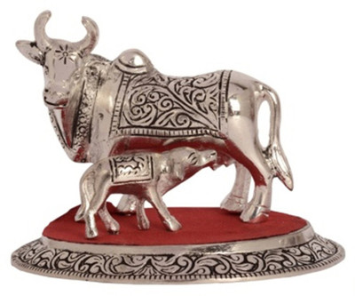 

Being Nawab Elegant Cow - Calf Kamdhenu Decorative Showpiece - 10.2 cm(Silver Finish, Silver)