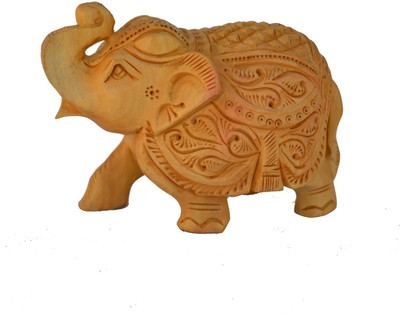 

eCraftIndia Carved Elephant Decorative Showpiece - 7.62 cm(Wooden, Brown)