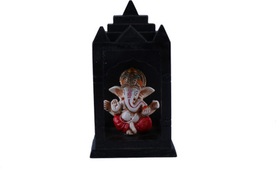 

The Nodding Head Mandir Ganesha With Modak Decorative Showpiece - 7 cm(Polyresin, Multicolor)