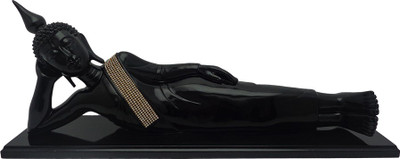 

Art N Hub Sleeping Buddha - Statue With Wooden Base (L-60cm) Decorative Showpiece - 24 cm(Polyresin, Black)