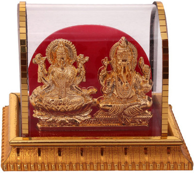 

Art N Hub Goddess lakshmi / Laxmi & Lord Ganesha Idol God Statue Gift Item Decorative Showpiece - 8 cm(Gold Plated, Gold)