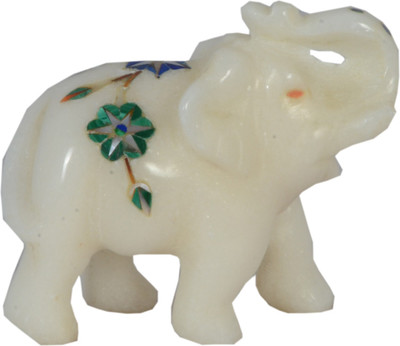 

Avinash Handicrafts Marble inlaid Elephant Decorative Showpiece - 5.5 cm(Stoneware, Multicolor)