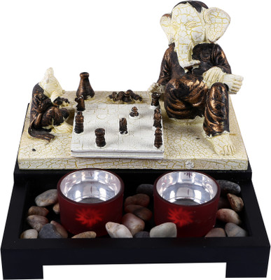 

Giftadia Ganesha Tealight Holder-8171 Decorative Showpiece - 13 cm(Polyresin, Multicolor)