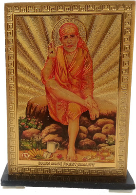 

Vira Sai Baba Decorative Showpiece - 9 cm(Acrylic, Gold)