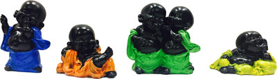 

global voice laughing child buddha statue(set of 5)(H-11cm,W-10cm,D-10cm) Decorative Showpiece - 11 cm(Polyresin, Multicolor)