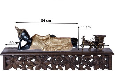 Vaah Resting Buddha Decorative Showpiece  -  11.5 cm(Wood, Black, Gold)