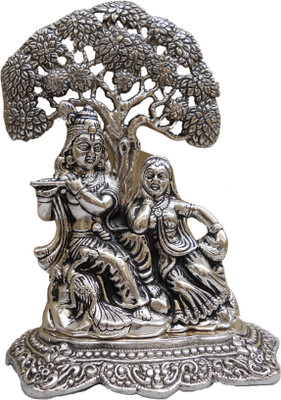 

JaipurCrafts Radha Krishna Designer Decorative Showpiece - 15.24 cm(Aluminium, Silver)