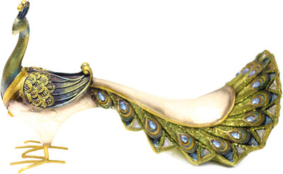 

X-Gift Aramani Golden white peacock Decorative Showpiece - 15 cm(Polyresin, Multicolor)