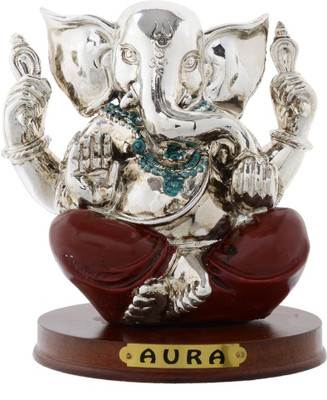 

JaipurCrafts Premium Collection Silver Lord Ganesha Decorative Showpiece - 13.97 cm(Silver Plated, Silver, Brown)