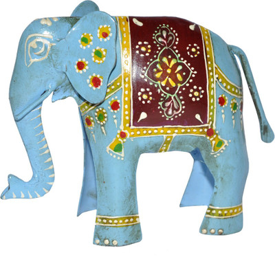 

Lal Haveli Home Decorative Metal Handicraft Elephant Showpiece Decorative Showpiece - 12.7 cm(Iron, Light Blue)
