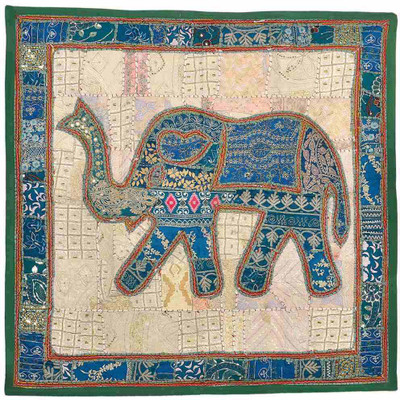 

Shree Sai Handicraft Home Decorative Applique Embroidered Elephant Wall Hanging Decorative Showpiece - 3 cm(Cotton, Blue)