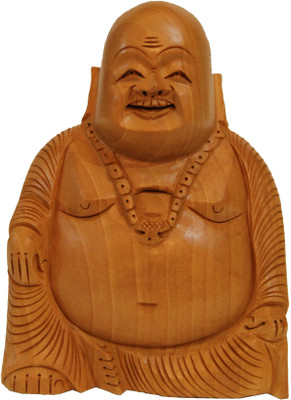 

Craft International Wooden Laughing Buddha Figurine - 6 Inch Decorative Showpiece - 15.25 cm(Wooden, Brown)