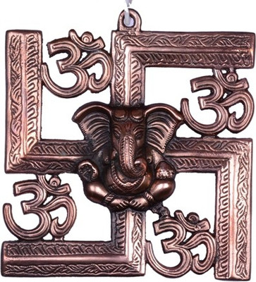 

BRK HANDICRAFT Swastik Wall Hanging Ganesha Statue Decorative Showpiece - 23 cm(Cast Iron, Copper)