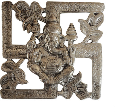 

DivineCrafts Metal Wall Hanging Swastik Ganesha Decorative Showpiece - 19 cm(Aluminium, Silver)