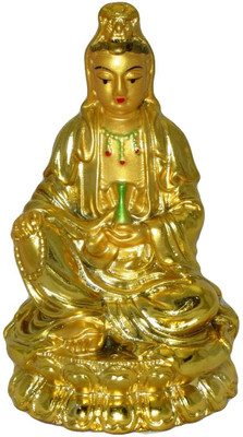 

Anjalika Feng Shui Kuan Yin Goddess Of Mercy Decorative Showpiece - 12 cm(Polyresin, Gold)