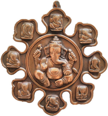 

JaipurCrafts Matel Wall Hanging Of Lord Ganesha With 9 Varients Decorative Showpiece - 30 cm(Aluminium, Brown)