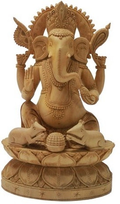 

Craft International Lord Ganesha Decorative Showpiece - 25.5 cm(Wooden, Brown)