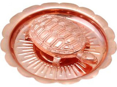 Kraftivity Fengshui Wish Fulfilling Tortoise with Plate showpiece - 7.5 cm(Alloy, Peach) available at flipkart for Rs.114