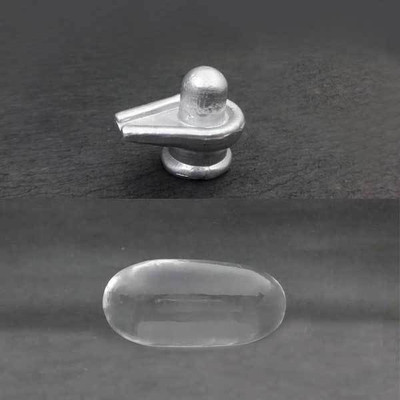 

Sitare Pure Parad Shivling 29.5 g & Crystal Sphatik Lingam 7.5 g Decorative Showpiece - 2 cm(Silver Finish, Grey)