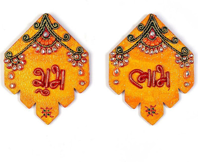 

Shree Sai Handicraft Home Decor Kundan Work Handmade Shubh Labh Door Hangings Decorative Showpiece - 5 cm(Wooden, Multicolor)