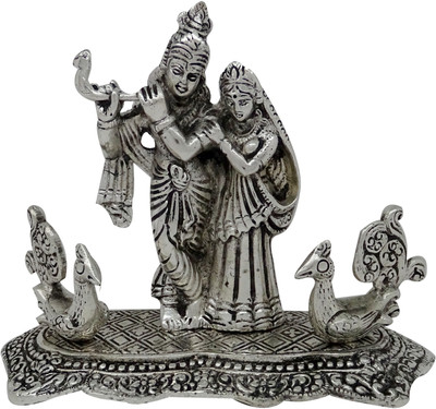 

Jupiter Elite Radha Krishna Peacock Decorative Showpiece - 18 cm(Aluminium, Silver)