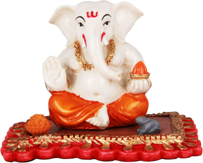 

The Nodding Head Modak Ganesha On Base Decorative Showpiece - 8 cm(Polyresin, Multicolor)