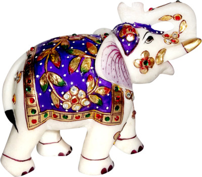 

GAC Trend Meenakari Makrana Blue Marble Elephant Decorative Showpiece - 12 cm(Stoneware, Multicolor)