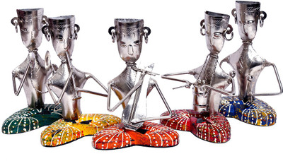 

NG Art Ventura Set of 5 sitting musicians Decorative Showpiece - 17 cm(Wooden, Multicolor)