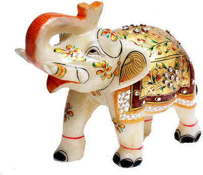 

Anshul Fashion Marble Stone Handcrafted Elephant With Meenakari Decorative Showpiece - 12 cm(Stoneware, Multicolor)