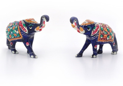

Shree Sai Handicraft Home Decor Enamel Work Decorative Elephant Pair Gift Decorative Showpiece - 8 cm(Zinc, Multicolor)