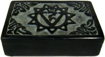 

VRS Decorative Box Decorative Showpiece - 14 cm(Stoneware, Black)