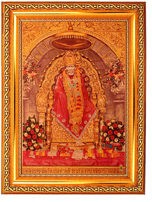 

BM Traders Golden Foil Photo Of Sai Baba With Golden Frame Decorative Showpiece - 40.64 cm(Wooden, Gold)