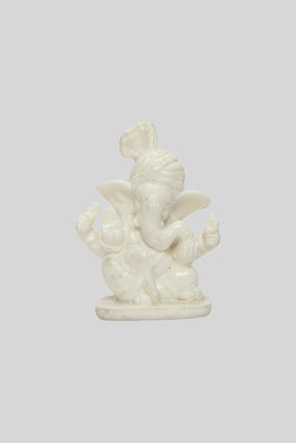 

Heeran Art Pagadi Ganesha White Decorative Showpiece - 10 cm(Microfibre, White)