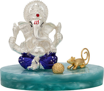 

Siri Creations Ladoo Plated Ganapathi Decorative Showpiece - 8.5 cm(Silver Plated, Silver)