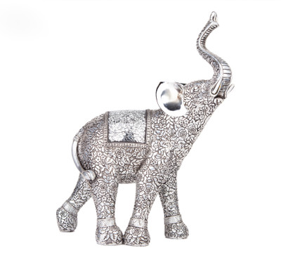 

X-Gift Aramani silver color elephant Decorative Showpiece - 43 cm(Polyresin, Silver)
