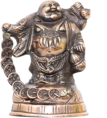 

Apkamart APKAMART Handcrafted Laughing Buddha in Metal - With Money Chain - Handcrafted Feng Shui Article for Wealth and Good Health - 7 Inch Decorative Showpiece - 17 cm(Cast Iron, Copper)