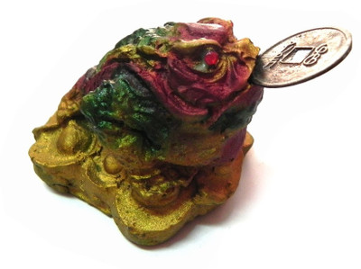 

Numeroastro Fengshui Three Leg Frog With Coin Decorative Showpiece - 5 cm(Polyresin, Multicolor)