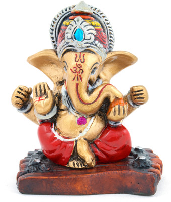 

The Nodding Head Beautiful Crown Ganesha Decorative Showpiece - 7.5 cm(Polyresin, Multicolor)