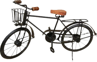 

Bangalore Handicrafts Cycle Pull Along With Basket Decorative Showpiece - 12.75 cm(Iron, Black)