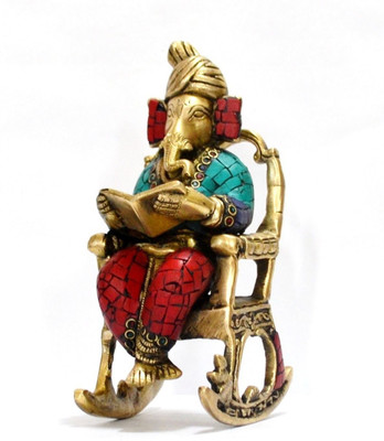 Collectible India 3D Moving Ganesh Ganpati Statue - Hindu God Figurine - Garden Indoor Outdoor Decor Home Decorative Showpiece - 19 cm(Brass, Gold) Collectible India 3D Moving Ganesh Ganpati Statue - Hindu God Figurine - Garden Indoor Outdoor Decor Home Decorative Showpiece - 19 cm(Brass, Gold)