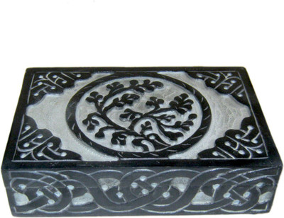 

VRS Decorative Box Decorative Showpiece - 7 cm(Stoneware, Black)