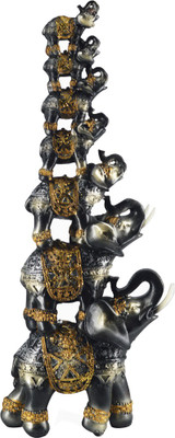 

Bird In Blue Feng Shui Black Stacked Elephants Decorative Showpiece - 39 cm(Polyresin, Black)