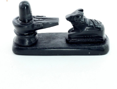 

SHIVOHAM Shivling with Nandi Decorative Showpiece - 9 cm(Stoneware, Black)