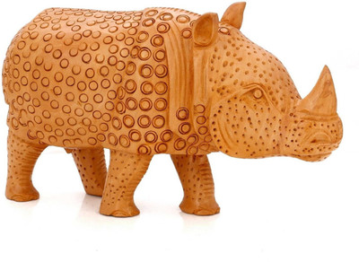 

Collectible India Rhinoceros Statue Wooden Sculpture Animal Figurine Home Decor Decorative Showpiece - 11.25 cm(Wooden, Multicolor)