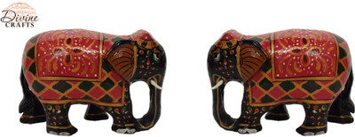 

DivineCrafts Set of 2 Black Painted Elephant Statue Showpiece Decorative Showpiece - 5.3 cm(Wooden, Multicolor)