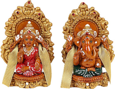 

Namaskaar India Traditional Decorative Showpiece - 5 cm(Terracotta, Brown, Gold)