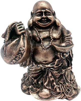 

Art N Hub Antique Look Feng Shui Laughing Buddha Handicraft Idol Lord Gautam Buddha Statue Decorative Spiritual Vastu Showpiece Figurine - Religious Gift item & Murti for Mandir / Temple / Home Decor / Office Decorative Showpiece - 15 cm(Earthenware, Gold