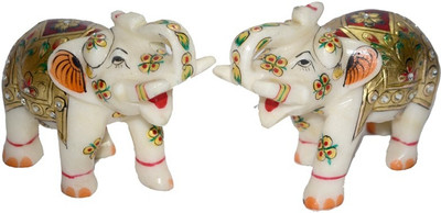 

Anshul Fashion Marble Gold Colour Elephant Pair Decorative Showpiece - 7.5 cm(Stoneware, Multicolor)