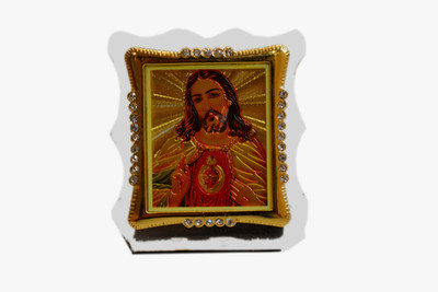 

Fragrance Concoction Jesus gold plated car frame Decorative Showpiece - 7.5 cm(Acrylic, Gold)