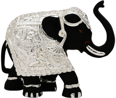

Hawai Lovely Elephant Decorative Showpiece - 10.16 cm(Polyresin, Silver Finish, Black, Silver)